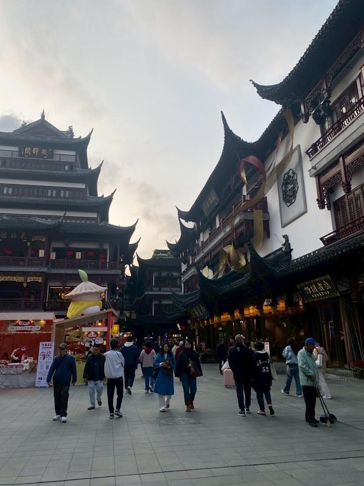 昼の光で見た豫園の中国建築