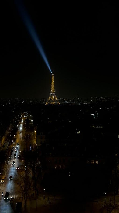 Champagne Flash of the Eiffel Tower from Arc de Triomphe Etoile