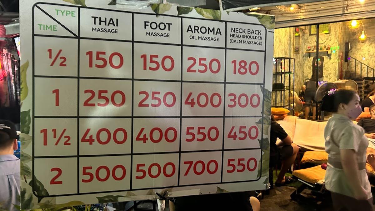 Thai Massage Price List